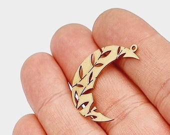 5 pcs Raw Brass Moon Charms, Raw Brass Moon pendant, Moon necklase, Jewelry Supplies, Findings 28x33 mm