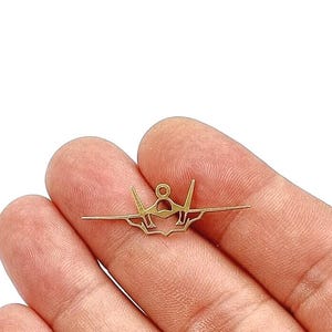 5 piezas de dijes de caza de latón crudo, colgantes de caza, dijes para pendientes de avión de guerra, azabache, suministros para hacer joyas cortadas con láser