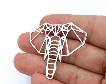 5 pcs Silver Elephant Charms, Elephant Earring, Elephant pendant, Elephant Necklace,Jewelry Supplies , Brass Findings 41x45 mm