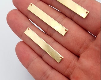 20 pcs  Raw Brass Flat Bar Connectors, Brass Stick,Bar Brass Connector, Flat Brass Pendant,Jewelry Craft Supply Size: 6x40mm Hole 1.2mm