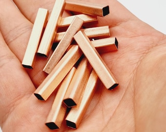 25 piezas de tubo cuadrado de cobre crudo de 5 x 5 x 30 mm, conector de tubería