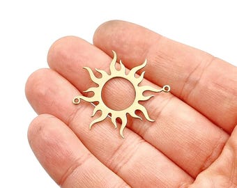 5 pcs Raw Brass Sun Charm,Sun Bracelet, Sun Charm for Jewelry Making, Sun  Earring Charm,Sun, Laser Cut Jewelry Supplies 35x37 mm