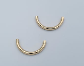 Gold Noodle Tubes ,Gold Color Semi Circle Curved Tube Beads,Half Moon, Round Curved Tube Beads , Cuff Tubes , Bracelet 4x35 mm ,