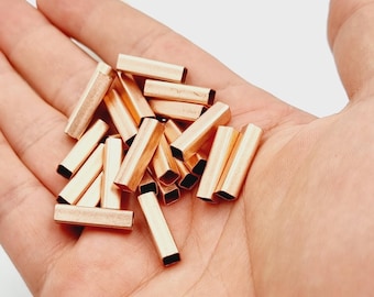 25 piezas de tubo cuadrado de cobre crudo de 5 x 5 x 20 mm, conector de tubería