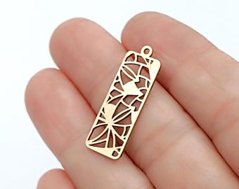 5 pcs Raw Brass, Geometric Necklace Charm, Geometric Pendant, Geometric Necklace, Earring Findings, Laser Cut Jewelry Supplies 10x30 mm