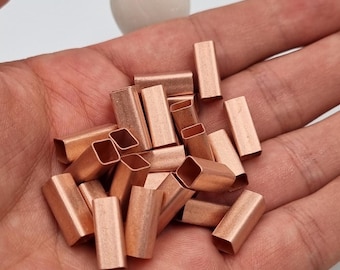 25 pcs Square Raw Copper Tube 6x6x15 mm - Geometric Metal Pipe for Jewelry Making - Industrial Copper Supplies - Crafting Components