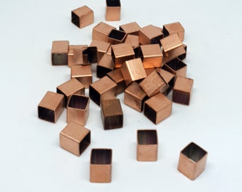 25 pcs Square Raw Copper Tube, Pipe Connector 9X9X10 mm.