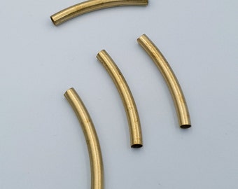 Raw Brass Tube, BrassTube Bead, Noodle Tube, Bracelet Bead, Necklace Bead, Brass Tone Tube Beads 6x45mm Hole 4mm