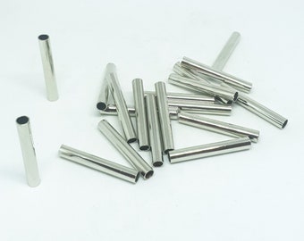10 pcs 5 mm. Silver Plating Copper Tubes,  Hole 4.20 mm, Customize Size 20mm-30mm-40mm-50mm-60mm-70mm-80mm-90mm-100mm-110mm-120mm10
