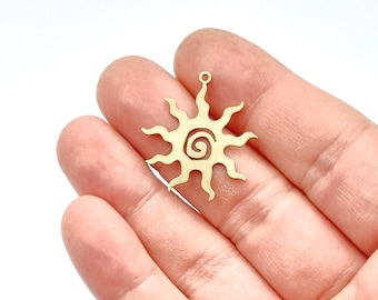 5 pcs Raw Brass Sun Charm,Sun earring, Sun Charm for Jewelry Making,Sun Face Earring Charm, Celestial Sun,Laser Cut Jewelry Supplies 28x30mm