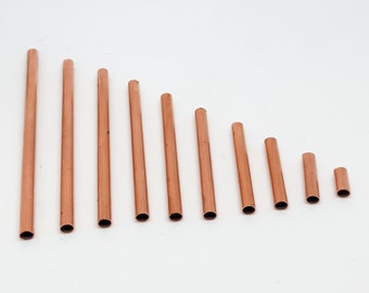 10 pcs 5mm. Raw Copper Tubes, Himmeli tubes  Hole 4.20 mm, Customize Size 20mm-30mm-40mm-50mm-60mm-70mm-80mm-90mm-100mm-110mm-120mm