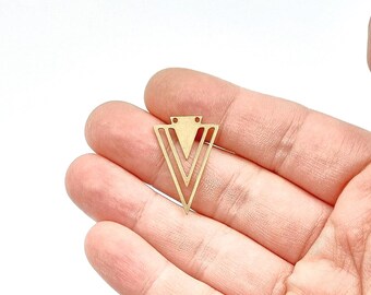 5 pcs collier triangle en laiton brut, triangle en laiton brut, collier géométrique, bijoux modernes, découpé au laser, 20 x 30 mm