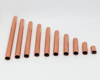10 Pcs 6mm Raw Copper Tubes, Round Copper Pipe Beads, Industrial Jewelry Findings, Hollow Copper Spacers, Metal Tubing for Crafting 20-120mm
