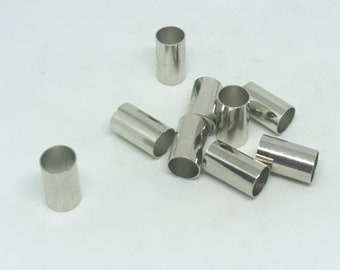10 pcs 10 mm. Silver Plating Copper Tubes,  Hole 9.20 mm, Customize Size 20mm-30mm-40mm-50mm-60mm-70mm-80mm-90mm-100mm-110mm-120mm10