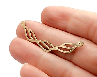 5 Raw Brass Geometric Connector Charms, Laser Cut Jewelry Supplies