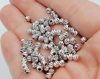 50 pcs. 4 mm Silver Plated  ,Spacer Beads , Round Beads,Silver Plated Perforated Bead,Ring Spacer,Bracelet Connector