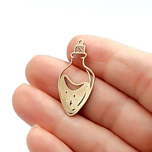 5 pcs Raw Brass Elixir Charm, Potion Pendant, Elixir Earring , Elixir, Laser Cut Jewelry Making Supplies 17x33 mm 1.5 hole