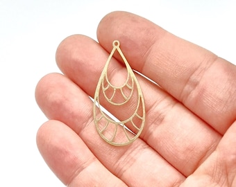 5 piezas de dijes ovalados de latón crudo, pendientes ovalados, colgantes ovalados, suministros de joyería, colgantes de latón crudo, accesorios de latón de 21 x 42 mm