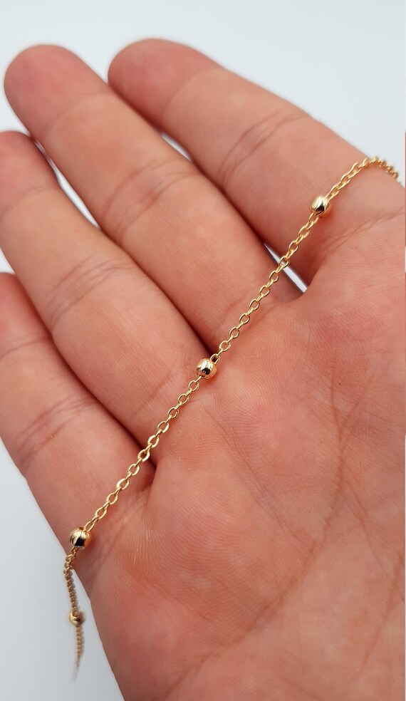 Chaîne Plaqué Or Avec Pendentif Feuille Et Perle - Longueur 8-35 Cm - Occasion - Bijou Fantaisie