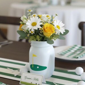 Golf theme party centerpiece for retirement party for golf lover 40th birthday party decor hole in one 1st birthday decor golf partee table 1 Flag Jar