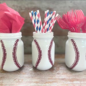 Baseball party centerpiece mason jar baseball theme party rookie of the year first party decor for baseball birthday for boy 1st birthday