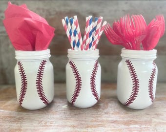 Baseball party centerpiece mason jar baseball theme party rookie of the year first party decor for baseball birthday for boy 1st birthday