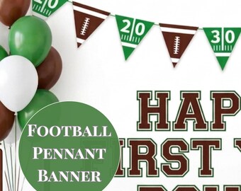 Football Banner for tailgate decor idea sport birthday party banner first year down decor 1st birthday flag football party rugby player