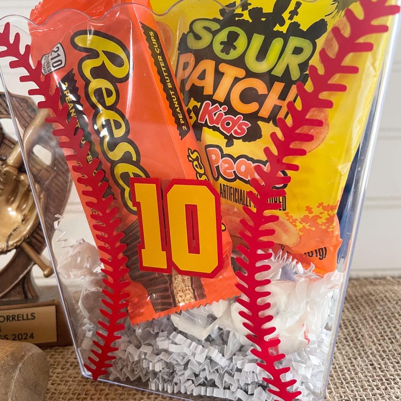 Softball gift basket idea for softball team gift treat bag for softball senior gift team banquet end of season party present for girl sport Bild 3
