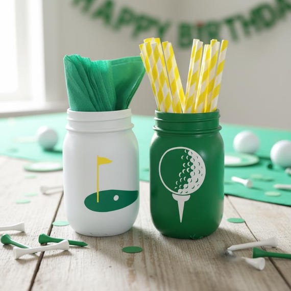 Golf theme party centerpiece for retirement party for golf lover 40th birthday party decor hole in one 1st birthday decor golf partee table
