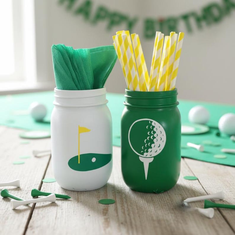 Golf theme party centerpiece for retirement party for golf lover 40th birthday party decor hole in one 1st birthday decor golf partee table Full Set of 2