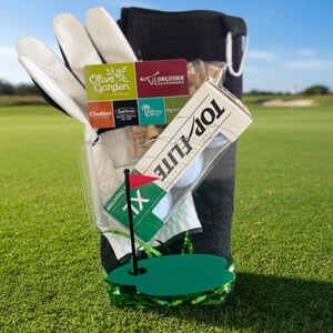 Golf team gift basket for golfer senior gift personalized golf gift for golf banquet coach gift card holder Father’s Day golf present image 2