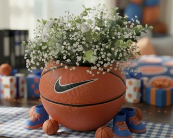 Basketball baby shower centerpiece vase for boy baby little MVP baby sprinkle basketball nursery planter favor for sport baby shower guest
