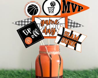 Basketball centerpiece printable for basketball tournament party decor instant download march basketball tourney DIY birthday