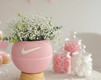 Baby girl shower basketball theme for pink baby sprinkle centerpiece basketball flower pot for baby shower gift for girl nursery shelf decor