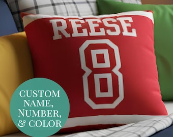 Custom jersey pillow cover for bed party college announcement senior idea personalized number pillow cover for sport number teen bedroom
