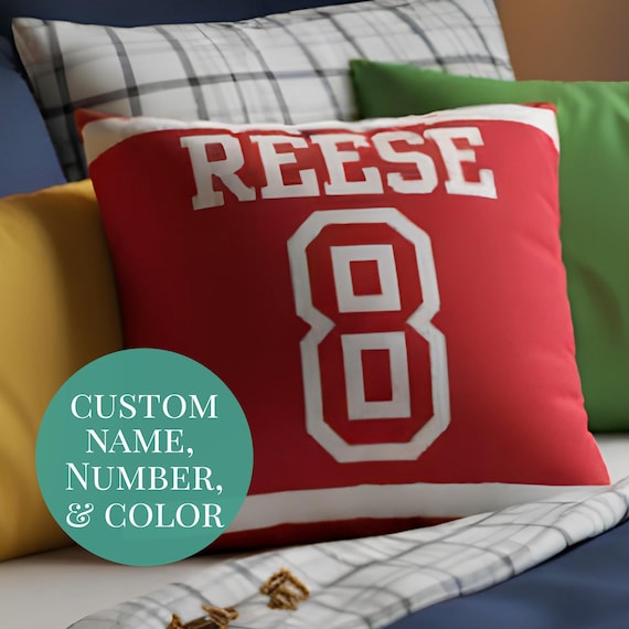 Custom jersey pillow cover for bed party college announcement senior idea personalized number pillow cover for sport number teen bedroom