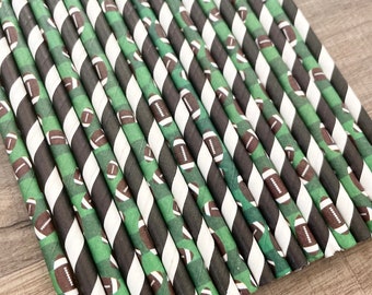 Football paper straw party supplies sport theme bowl party decor for big game disposable straw tailgate party for crowd sport decor