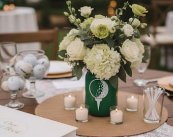 Golf theme wedding decor idea for golf wedding centerpiece for table golf rehearsal dinner groom table vase golf bachelor party custom golf