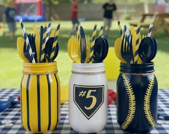 Banana party supply for birthday party decor blue and yellow baseball  theme party for 5th birthday decor idea for boy baseball lover party