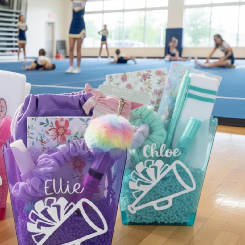 Personalized cheer gift survival kit for cheer team gift bulk competition cheer goody bag girl custom name cheerleader gift basket idea image 4