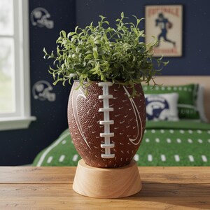 Teen boy sport room decor football vase boy dorm room decor sport decor item football planter football gift idea for senior gift party