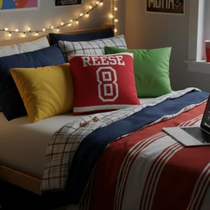 Custom jersey pillow cover for bed party college announcement senior idea personalized number pillow cover for sport number teen bedroom