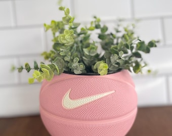 Pink basketball planter decor for girl bedroom basketball senior gift for basketball coach plant lady mini plant holder for sport theme room