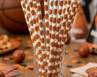 Basketball paper straw drinkware for basketball them party supplies for girl birthday for boy birthday basketball party idea
