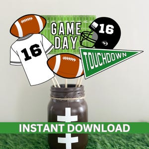 Football centerpiece printable for football party decor instant download customized tailgate decor for football birthday party for boys