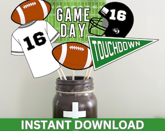 Centro de mesa de fútbol imprimible para decoración de fiesta de fútbol, descarga instantánea, decoración personalizada para portón trasero para fiesta de cumpleaños de fútbol para niños
