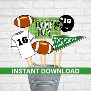 Football centerpiece printable for football party decor instant download customized tailgate decor for football birthday party for boys