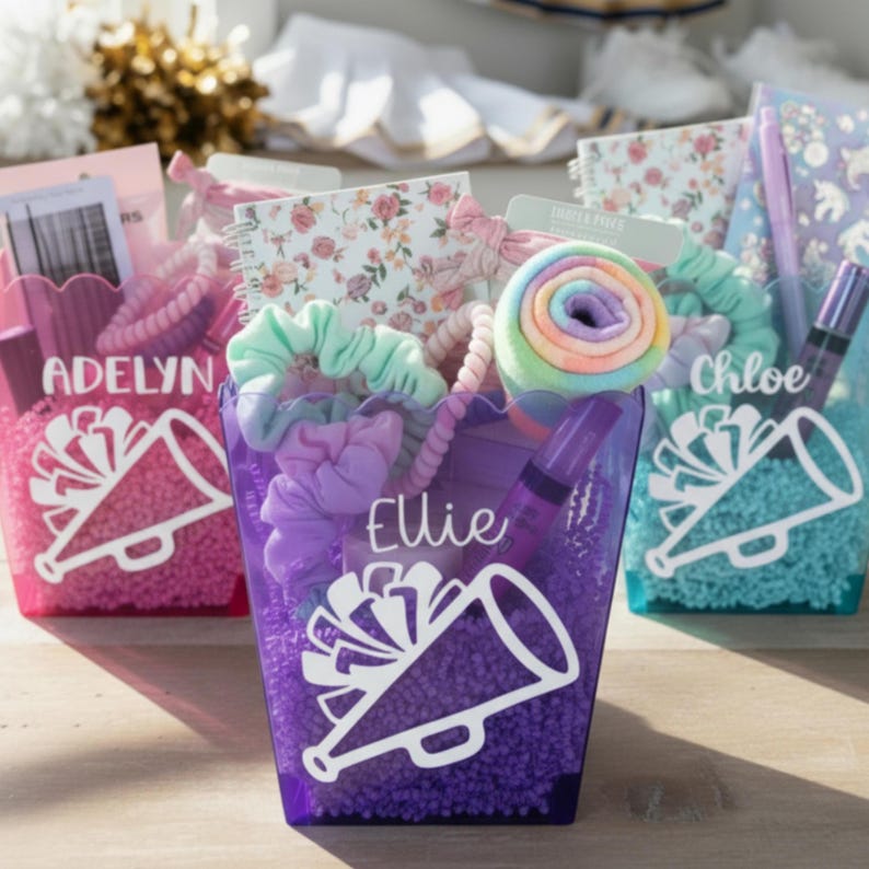 Personalized cheer gift survival kit for cheer team gift bulk competition cheer goody bag girl custom name cheerleader gift basket idea image 2