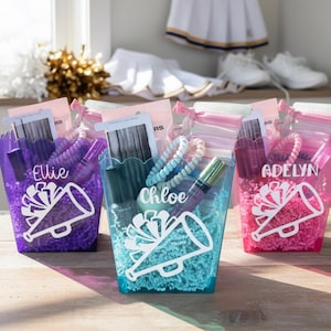 Personalized cheer gift survival kit for cheer team gift bulk competition cheer goody bag girl custom name cheerleader gift basket idea image 1