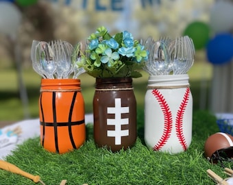 Sports baby shower decoration sport theme boy baby shower centerpiece for #1 draft pick MVP baby sprinkle for boy gender reveal party idea